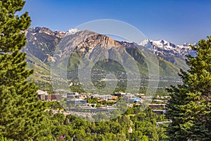 Salt Lake City Views with framed city mountains