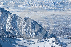 Salt Lake City winter view from the mountains photo