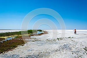 The salt lake Elton, Volgograd region, Russia.