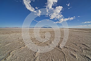 Salt lake flats, desert sky