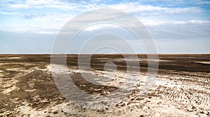 Salt Lake Karum aka Lake Assale or Asale at sunset , Danakil Afar, Ethiopia