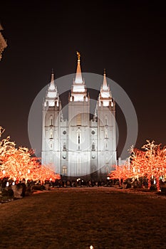 Salt Lake Mormon Temple at Christmas