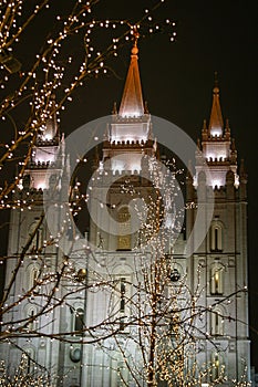 Salt Lake Mormon Temple at Christmas