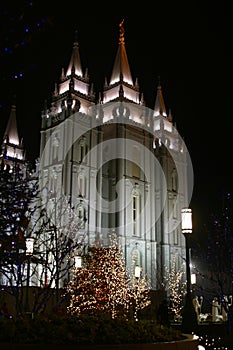 Salt Lake Mormon Temple at Christmas