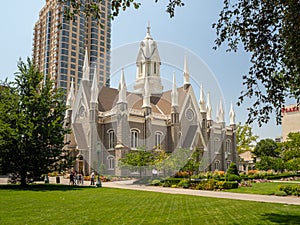 Salt Lake Mormon Temple of The Church of Jesus Christ of Latter-day Saints on Temple square the city, Utah