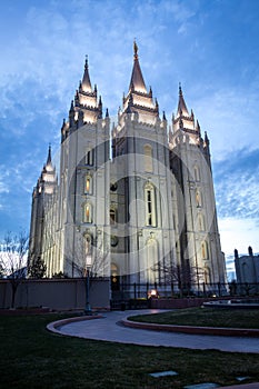 Salt Lake Mormon Temple at Sunset