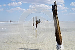 Salt lake, salt, Lake Baskunchak in Russia.