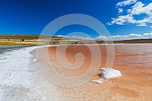 Salt lake in Tierra del Fuego in Argentina