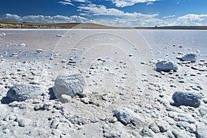 Salt lake in Tierra del Fuego in Argentina