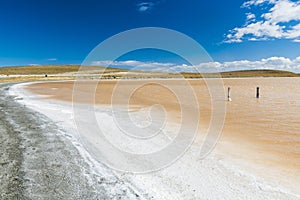 Salt lake in Tierra del Fuego in Argentina