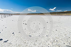 Salt lake in Tierra del Fuego in Argentina