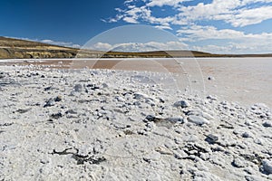 Salt lake in Tierra del Fuego in Argentina