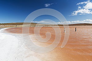 Salt lake in Tierra del Fuego in Argentina