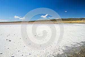 Salt lake in Tierra del Fuego in Argentina