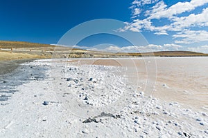 Salt lake in Tierra del Fuego in Argentina