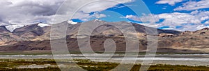 Salt Lake Tso Kar with Flow Cloud Blue sky Panorama