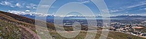 Salt Lake and Utah County Valley views from Sensei Lolo loop trail snowy mountain valley in Lone Peak UTah