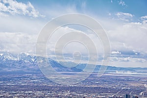 Salt Lake Valley and City panoramic views from the Red Butte Trail to the Living Room, Wasatch Front, Rocky Mountains in Utah