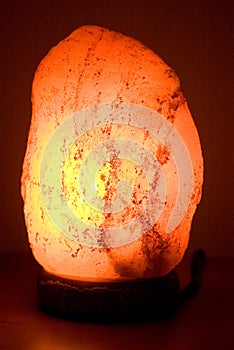 Salt lamp glowing