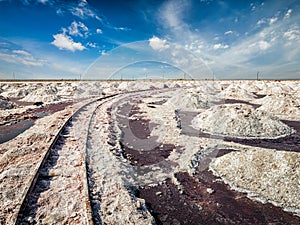 Salt mine with rails