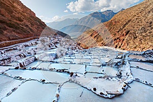 Thousands of Salt Mines in Maras, Peru photo