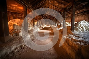 Salt mines underground. Neural network AI generated