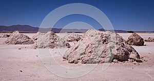 Salt mining at Salar de Uyuni salt lake, Bolivia