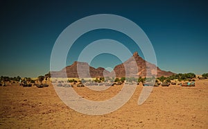 Salt mining in the Saline Demi dry lake, Fada, Ennedi, Chad photo