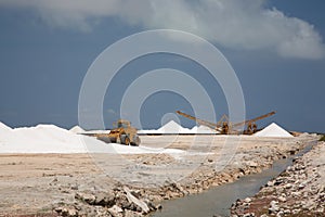 Salt mining work Bonairo Carribean island picture