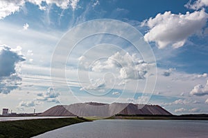 salt mountain against the blue sky