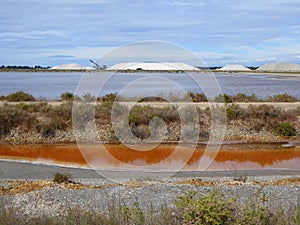 Salt mountains and salt ponds