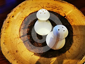 The Salt-N-Pepa white Lido bottle on the table in restaurant