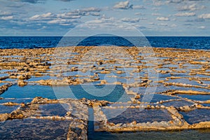 Salt pans on Gozo island in Mal