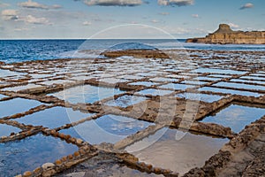 Salt pans on Gozo island in Mal