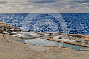 Salt pans on Gozo island in Mal