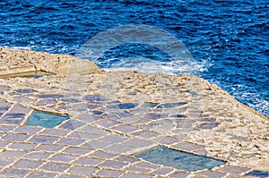 Salt pans near Qbajjar in Gozo, Malta