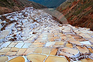 Salt pans of Salinas in Sacred valley, Peru photo