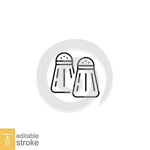 Salt pepper line icon. Thin line black salt and pepper shaker seasoning kitchen