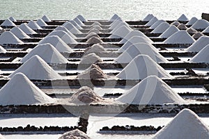 Salt piles in the Salinas de Janubio in Lanzarote