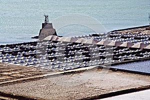 Salt piles on a saline exploration