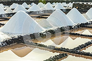 Salt piles in the saline of Janubio