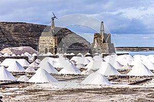 Salt piles in the saline of Janubio