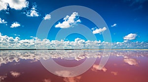 Salt pink lagoon in Las Coloradas, Yucatan, Mexico photo