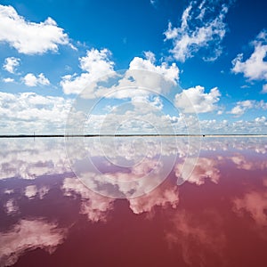 Salt pink lagoon in Las Coloradas, Yucatan, Mexico photo