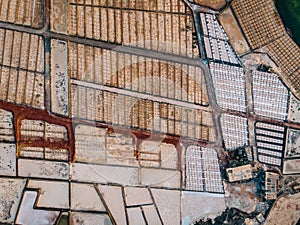 Salt ponds, aerial view.