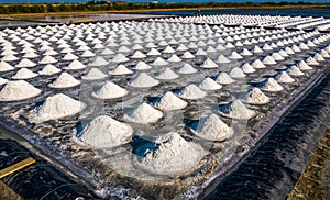 Salt produce farm make from natural ocean salty water at Samut songkhram,Thailand