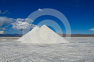 Salt pyramids on salar Uyuni