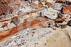 Salt river of Rainbow mountains in Hormuz or Hormoz Island