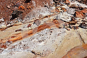 Salt river of Rainbow mountains in Hormuz or Hormoz Island