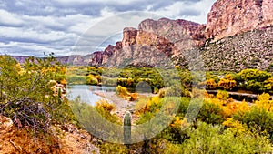 The Salt River and surrounding mountains in Arizona photo